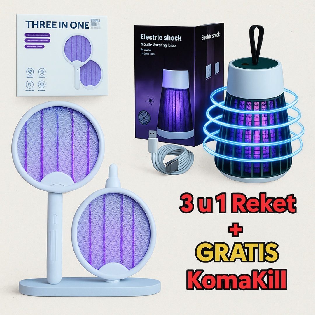 3 u 1 Reket za Komarce + GRATIS KomaKill Lampa ⚡🦟