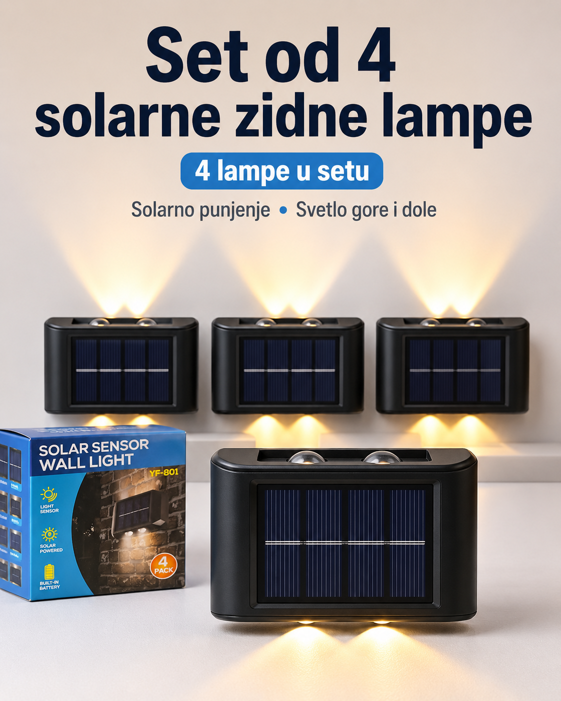 Set od 4 Solarne Zidne Lampe