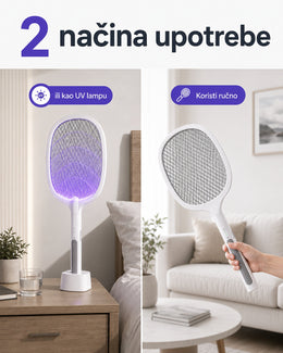 3 u 1 Reket za komarce i muve + GRATIS KomaKill UV lampa