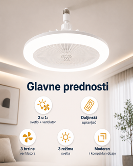 2 u 1 Sijalica Ventilator sa Daljinskim Upravljačem