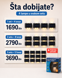 Set od 4 Solarne Zidne Lampe