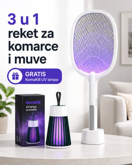 3 u 1 Reket za komarce i muve + GRATIS KomaKill UV lampa
