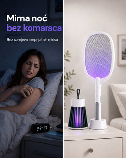 3 u 1 Reket za komarce i muve + GRATIS KomaKill UV lampa